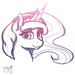 Size: 800x800 | Tagged: safe, artist:midnightsix3, imported from derpibooru, princess luna, lunadoodle, female, portrait, solo, style emulation