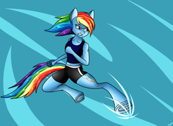 Size: 2200x1600 | Tagged: safe, artist:novaspark, imported from derpibooru, rainbow dash, anthro, unguligrade anthro, female, solo, underhoof