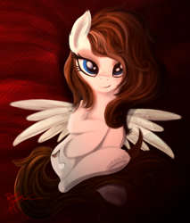 Size: 1280x1501 | Tagged: safe, artist:pedrohander, imported from derpibooru, oc, oc only, oc:aurelia freefeather, oc:aurelleah, oc:aurry, pegasus, pony, bed, digital art, solo, wings