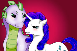 Size: 1458x960 | Tagged: safe, artist:clasinta, imported from derpibooru, rarity, spike, female, male, older, older spike, shipping, sparity, straight