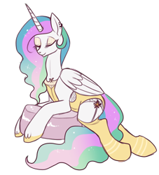 Size: 630x695 | Tagged: source needed, safe, artist:lulubell, imported from derpibooru, princess celestia, pony, banana suit, clothes, female, mare, simple background, solo, transparent background