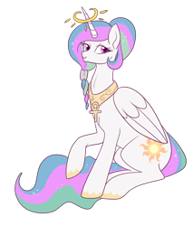 Size: 600x703 | Tagged: safe, artist:lulubell, imported from derpibooru, princess celestia, pony, alternate hairstyle, ankh, female, mare, simple background, solo, transparent background