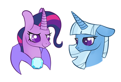 Size: 2425x1649 | Tagged: safe, artist:riisusparkle, imported from derpibooru, trixie, twilight sparkle, pony, unicorn, female, mare, palette swap