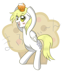 Size: 600x700 | Tagged: safe, artist:jurisalis, imported from derpibooru, derpy hooves, pegasus, pony, blushing, female, mare, muffin, solo