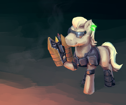 Size: 1573x1313 | Tagged: safe, artist:vapgames, imported from derpibooru, earth pony, pony, bring 'em back jack, ponified, regular show, science fiction, solo, sunglasses, the fifth element, weapon, zf-1