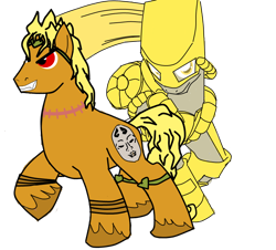 Size: 800x723 | Tagged: safe, artist:zanosuke1, imported from derpibooru, dio brando, jojo's bizarre adventure, ponified, scar, simple background, stand, the world, trace, transparent background, za warudo