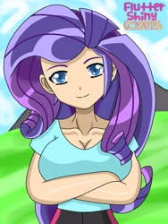 Size: 1920x2560 | Tagged: safe, artist:swagalicious-tony, artist:tonylixious, artist:worldofdimensions, imported from derpibooru, rarity, equestria girls, breasts, busty rarity, cleavage, colored pupils, female, human coloration, smiling, solo