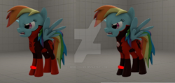 Size: 1126x536 | Tagged: safe, artist:m00n-chaser, imported from derpibooru, rainbow dash, 3d, 3d model, blackest night, blackest night equestria, crossover, dc comics, gmod, power ring, red lantern, source filmmaker, superhero, wip