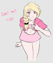Size: 643x761 | Tagged: safe, artist:eve-ashgrove, edit, imported from derpibooru, oc, oc only, oc:deepthroat cockslut, human, belly button, clothes, cute, humanized, humanized oc, midriff, skirt, solo