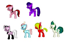 Size: 1014x632 | Tagged: safe, imported from derpibooru, oc, oc only, oc:cloverschy, oc:emopony, oc:fire boom, oc:lavender lemon, oc:queen starlight, oc:redblade, 3d