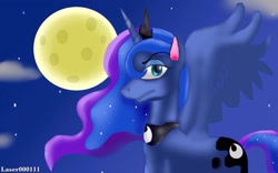 Size: 1920x1200 | Tagged: safe, artist:laser000111, imported from derpibooru, princess luna, female, moon, night, paint, solo