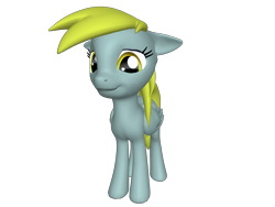 Size: 1200x900 | Tagged: safe, imported from derpibooru, derpy hooves, pegasus, pony, 3d, cute, derp, derpabetes, female, floppy ears, looking at you, mare, ponylumen, sad, smiling, smirk, solo