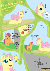 Size: 744x1052 | Tagged: safe, artist:fishinabarrrel, artist:onebigthistle, imported from derpibooru, scootaloo, original species, pegasus, pony, snail, snail pony, comic, crack, crying, dialogue, fluttersnail, lightbulb, not salmon, snailified, species swap, wat