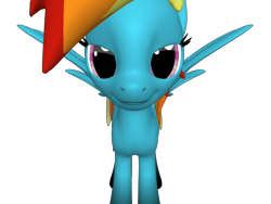 Size: 1200x900 | Tagged: safe, imported from derpibooru, rainbow dash, pegasus, pony, 3d, bedroom eyes, close-up, female, mare, ponylumen, solo, spread wings, wingboner