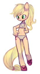 Size: 700x1271 | Tagged: safe, artist:nitronic, imported from derpibooru, applejack, anthro, belly button, female, solo