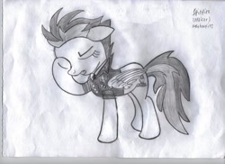 Size: 3510x2550 | Tagged: safe, artist:ocredan, imported from derpibooru, spitfire, facehoof, female, monochrome, solo, wonderbolts