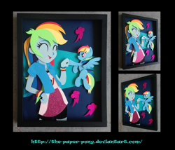 Size: 1325x1132 | Tagged: safe, artist:the-paper-pony, imported from derpibooru, rainbow dash, equestria girls, craft, duality, female, filly, filly rainbow dash, irl, photo, shadowbox, solo, square crossover