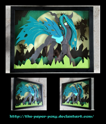 Size: 1061x1240 | Tagged: safe, artist:the-paper-pony, imported from derpibooru, queen chrysalis, changeling, craft, irl, photo, shadowbox