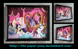 Size: 1900x1189 | Tagged: safe, artist:the-paper-pony, imported from derpibooru, opalescence, rarity, spike, sweetie belle, twilight sparkle, commission, craft, irl, photo, shadowbox