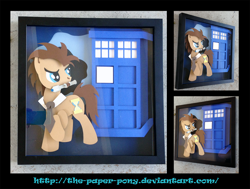 Size: 1200x909 | Tagged: safe, artist:the-paper-pony, imported from derpibooru, doctor whooves, time turner, pony, craft, doctor who, irl, male, necktie, photo, shadowbox, solo, sonic screwdriver, stallion, tardis