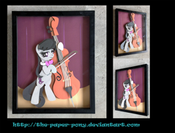 Size: 1600x1221 | Tagged: safe, artist:the-paper-pony, imported from derpibooru, octavia melody, cello, commission, craft, irl, musical instrument, photo, shadowbox, solo