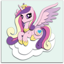 Size: 1865x1865 | Tagged: safe, artist:the-paper-pony, imported from derpibooru, princess cadance, cloud, female, shadowbox, solo