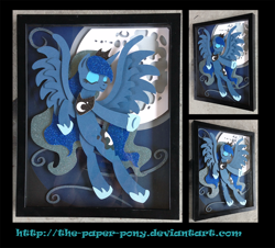 Size: 1280x1158 | Tagged: safe, artist:the-paper-pony, imported from derpibooru, princess luna, commission, craft, irl, moon, photo, shadowbox, solo