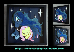 Size: 1280x900 | Tagged: safe, artist:the-paper-pony, imported from derpibooru, fluttershy, princess luna, commission, craft, female, irl, lesbian, lunashy, photo, shadowbox, shipping