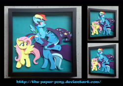 Size: 1280x891 | Tagged: safe, artist:the-paper-pony, imported from derpibooru, fluttershy, rainbow dash, trixie, pony, unicorn, commission, craft, female, irl, mare, photo, shadowbox