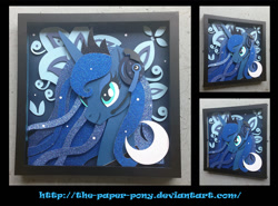 Size: 1280x947 | Tagged: safe, artist:the-paper-pony, imported from derpibooru, princess luna, gamer luna, commission, craft, irl, photo, shadowbox, solo