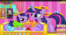 Size: 1362x726 | Tagged: safe, imported from derpibooru, screencap, twilight sparkle, babylight sparkle, bootleg, clone, dress up who, dressup, dressup games, ever after high, flash game, game, holly o'hair, how is babby formed, implied selfcest, junior, nightmare fuel, not salmon, pregnant, raven queen, self ponidox, wat, wtf, youtube link