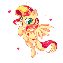 Size: 900x900 | Tagged: safe, artist:ipun, imported from derpibooru, sunset shimmer, alicorn, pony, alicornified, cute, female, flying, heart, looking at you, open mouth, race swap, shimmerbetes, shimmercorn, simple background, solo, spread wings, transparent background, wingding eyes