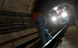 Size: 1680x1050 | Tagged: safe, imported from derpibooru, pinkie pie, rainbow dash, 3d, 81-717/714, gmod, subway, train, Метровагонмаш