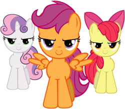 Size: 3000x2611 | Tagged: safe, artist:scourge707, imported from derpibooru, apple bloom, scootaloo, sweetie belle, flight to the finish, cutie mark crusaders, high res, simple background, transparent background, vector