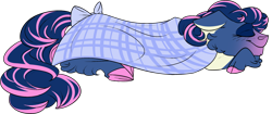 Size: 1280x536 | Tagged: safe, artist:thepoisonjackal, imported from derpibooru, bon bon, sweetie drops, earth pony, pony, blanket, cloven hooves, colored hooves, cute, eyes closed, female, fluffy, sleeping, solo, species swap