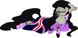 Size: 1280x636 | Tagged: safe, artist:thepoisonjackal, imported from derpibooru, octavia melody, earth pony, pony, blanket, clothes, cloven hooves, eyes closed, female, morning ponies, nightgown, pajamas, simple background, socks, solo, transparent background, union jack