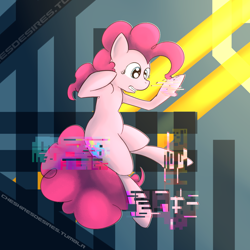 Size: 1280x1280 | Tagged: safe, artist:cheshiresdesires, imported from derpibooru, pinkie pie, earth pony, pony, female, glitch, solo