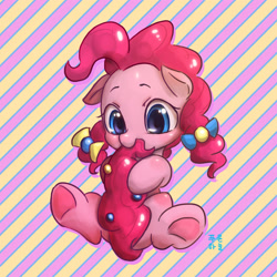 Size: 1800x1800 | Tagged: safe, artist:mrs1989, imported from derpibooru, pinkie pie, cute, diapinkes, female, nom, solo, underhoof