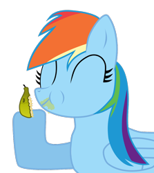 Size: 838x941 | Tagged: safe, artist:flareblitzfury, imported from derpibooru, rainbow dash, eating, female, pear, simple background, solo, transparent background