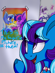 Size: 768x1024 | Tagged: safe, artist:nightdragon204, imported from derpibooru, trixie, twilight sparkle, oc, oc only, oc:sapphire sparkle, alicorn, pony, female, lesbian, magical lesbian spawn, mare, offspring, parent:trixie, parent:twilight sparkle, parents:twixie, shipping, solo, tumblr, twilight sparkle (alicorn), twixie