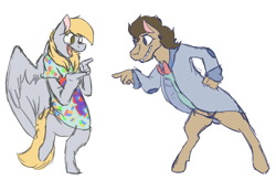 Size: 898x584 | Tagged: safe, artist:twopartpersons, imported from derpibooru, derpy hooves, doctor whooves, time turner, anthro, unguligrade anthro, clothes, doctorderpy, female, male, shipping, straight