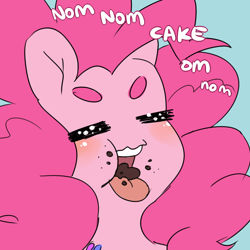 Size: 1000x1000 | Tagged: safe, artist:lucidlarceny, imported from derpibooru, pinkie pie, anthro, ambiguous facial structure, eyes closed, female, open mouth, solo, tongue out