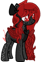 Size: 400x586 | Tagged: safe, artist:therainbowninjapony, imported from derpibooru, oc, oc only, pegasus, pony, adoptable, bow, colored wings, hair bow, heart, markings, no tail, solo