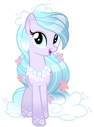 Size: 1600x2178 | Tagged: safe, artist:slasharu, imported from derpibooru, oc, oc only, oc:dazzling mist, ethereal mane, flower, flower in hair, jewelry, necklace, solo