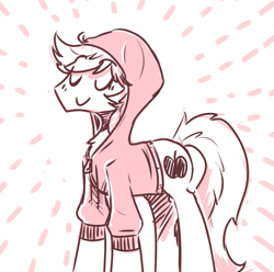 Size: 929x921 | Tagged: safe, artist:xieril, imported from derpibooru, braeburn, chest fluff, clothes, cute, hoodie, male, monochrome, sketch, solo