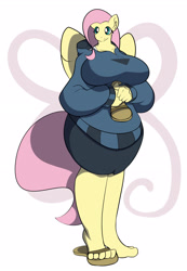 Size: 2115x3065 | Tagged: safe, artist:freebird11, imported from derpibooru, fluttershy, anthro, plantigrade anthro, big breasts, breasts, busty fluttershy, clothes, cute, feet, female, hoodie, sandals, solo, toes, wings