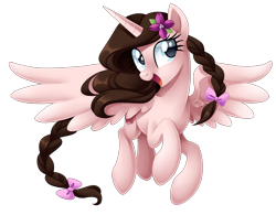 Size: 2568x2000 | Tagged: safe, artist:centchi, imported from derpibooru, oc, oc only, oc:summer raine, alicorn, pony, alicorn oc, flower, simple background, solo, transparent background