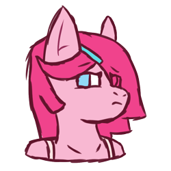 Size: 744x744 | Tagged: safe, artist:mediconmontres, imported from derpibooru, pinkie pie, oc, oc:ink blot, alternate hairstyle, alternate universe, cat ears, solo, ultimare universe