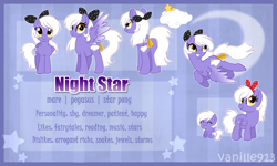 Size: 1280x768 | Tagged: safe, artist:spookyle, imported from derpibooru, oc, oc only, oc:night star, pegasus, pony, female, filly, foal, mare, reference sheet, solo