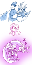 Size: 450x900 | Tagged: safe, artist:ponz018, imported from derpibooru, discord, fluttershy, discoshy, female, inviting, male, shipping, sleeping, straight